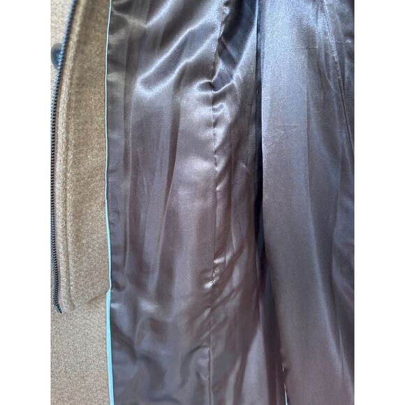 CALVIN KLEIN Wool Blend Belted Wrap Coat Women's Dark Camel Brown - Picture 9 of 11